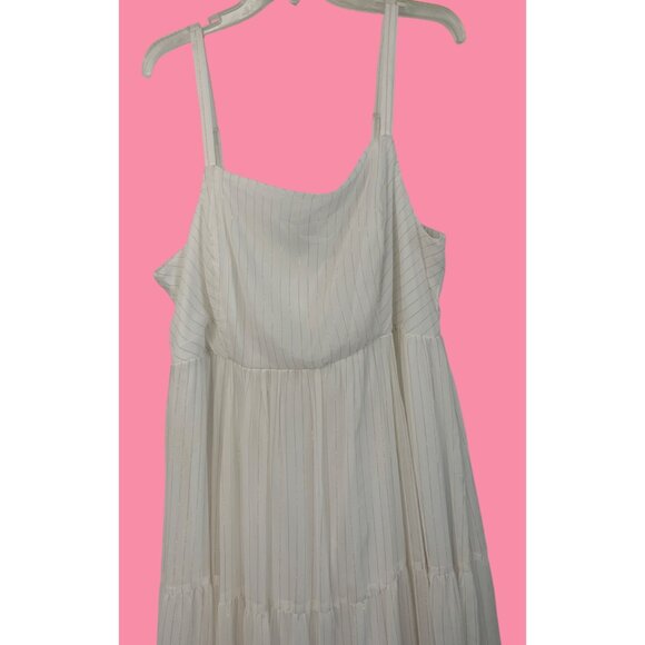 Torrid White Gold Chiffon Tiered Midi Dress Size 2X Adj Straps Smock NWT RA10137 - Picture 8 of 13